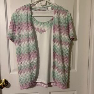 Alfred Dunner Pastel Knit Cardigan with Attached Cami